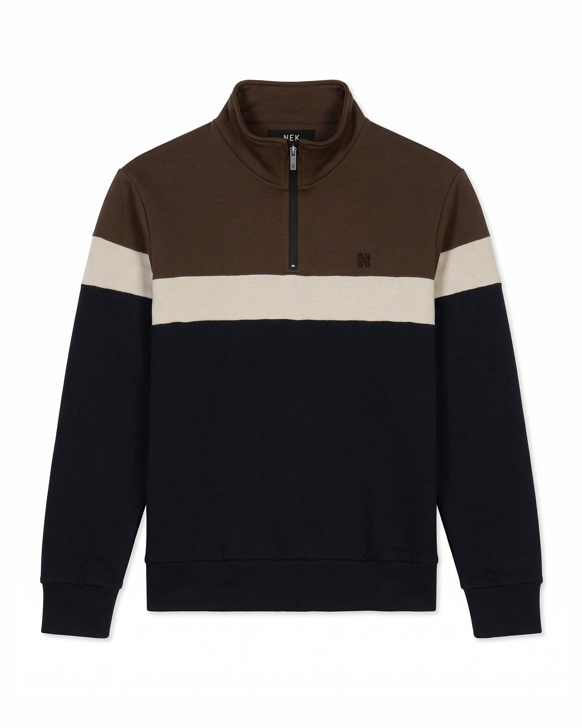 Half-zip duks kombinovani - Braon, prednja strana | NEK