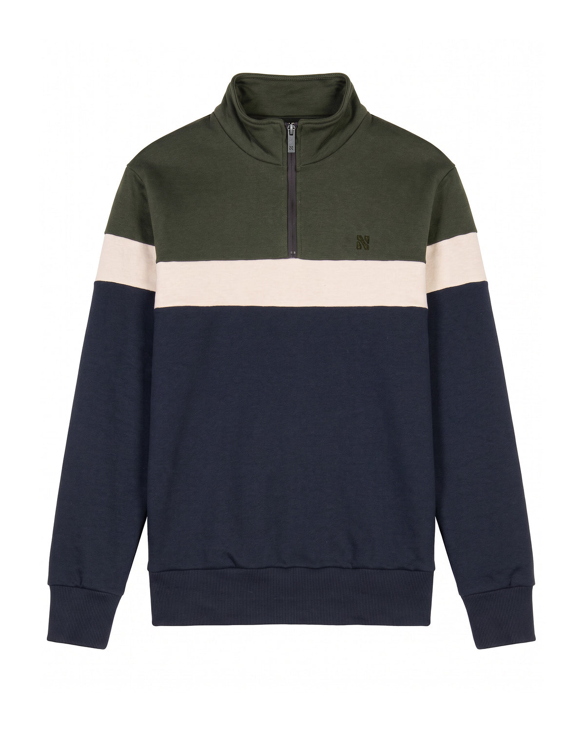 Half-zip duks kombinovani - Tamnozelena, prednja strana | NEK